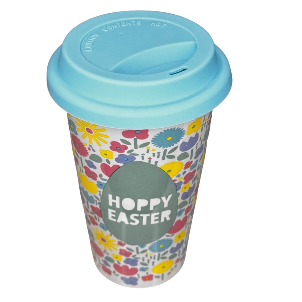Hoppy Easter ceramic Cold & hot Beverage 8oz floral tumbler with silicone lid